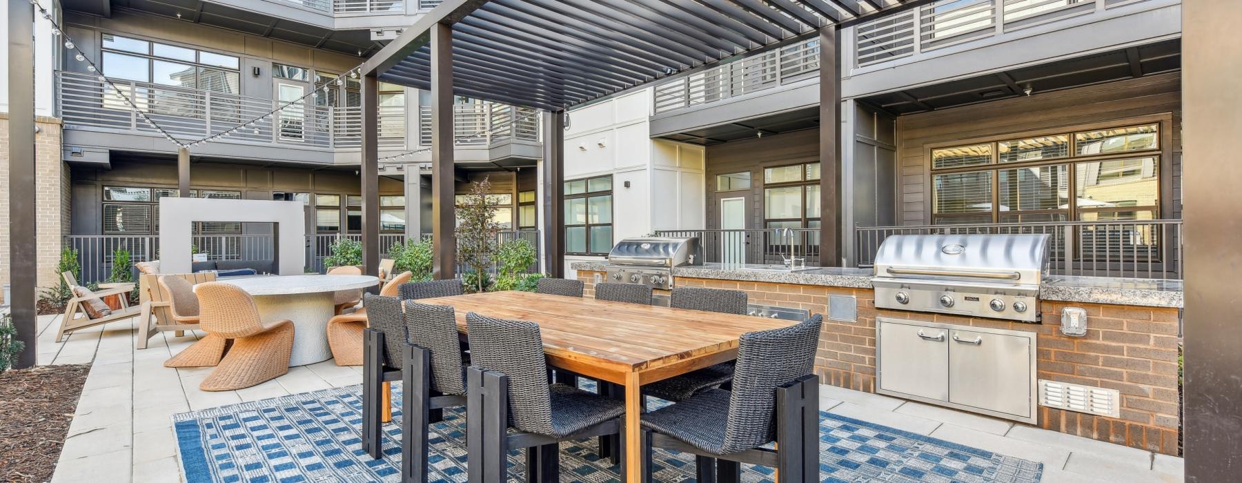 a room with tables and chairs